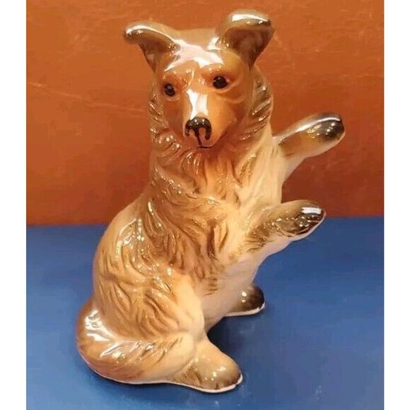 4 Inch Vintage Bone China Collie Dog Collectible Figurine Taiwan - Picture 1 of 8